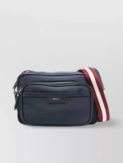 Bally Canvas Shoulder Bag With Front Zip Compartment In Blue