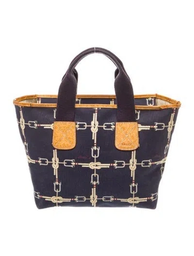 Pre-owned Bally Canvas Top Handle Bag In Blue
