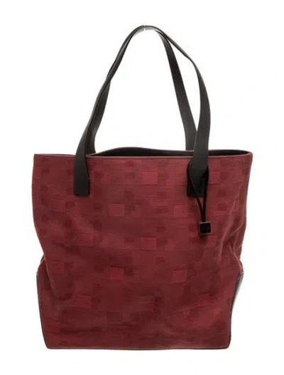 Pre-owned Bally Canvas Top Handle Bag In Burgundy