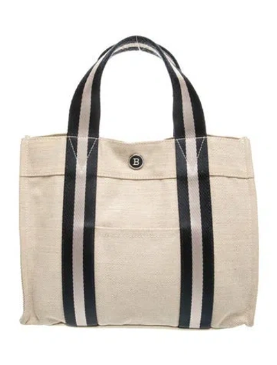 Pre-owned Bally Canvas Top Handle Bag In Neutral