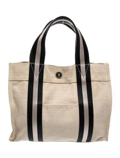 Pre-owned Bally Canvas Tote In Blue/neutrals
