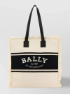 BALLY CANVAS TOTE WITH CONTRASTING LEATHER HANDLES