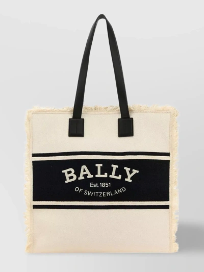 Bally Canvas Tote With Contrasting Leather Handles In Beige
