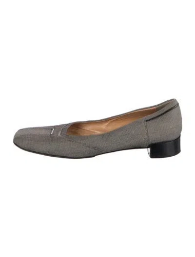 Pre-owned Bally Canvas Tweed Pattern Flats In Grey