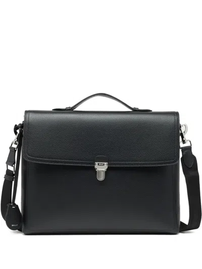 Bally Capitol Grained Leather Briefcase In Black