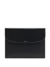 Bally Capitol Grained Leather Flap Clutch Bag In Black