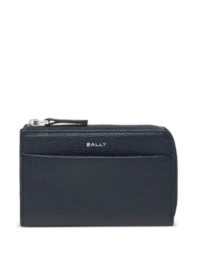 Bally Capitol Logo-detail Grained Leather Card Holder In Blue