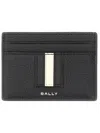 Bally Navy Blue Textured Leather Stripe Clip In Black