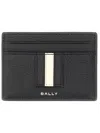 Bally Navy Blue Textured Leather Stripe Clip In Black