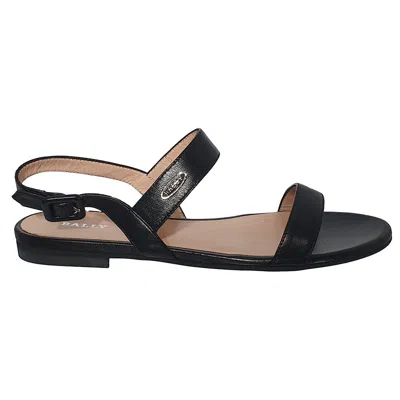 Bally Carlas 6234087 Women's Black Lamb Leather Flat Sandals