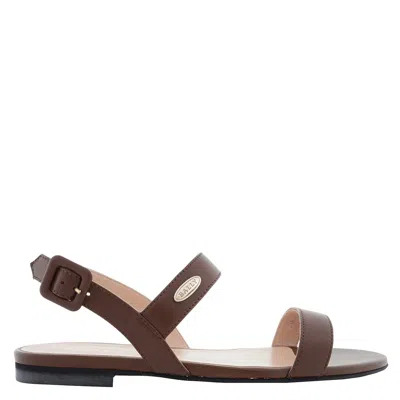 Bally Carlas Lamb Leather Flat Sandals In Brown