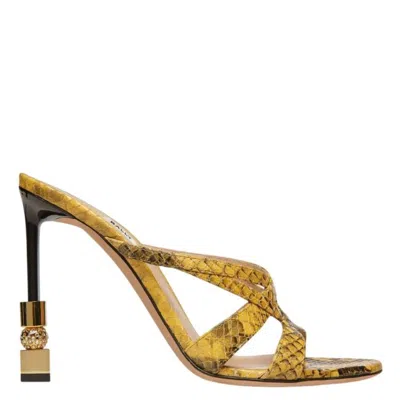 Bally Carolyn 105 Python Print Sandals In Yellow