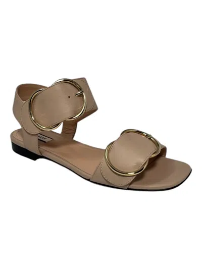 Bally Casila 6225701 Women's Skin Lamb Leather Flat Sandals In Beige