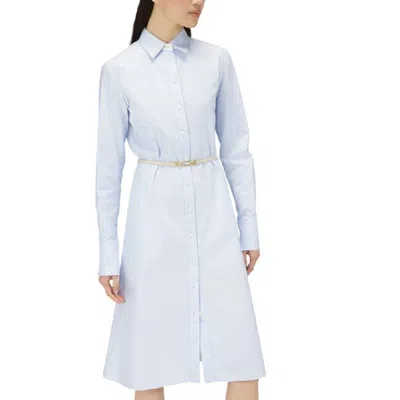 Bally Casual Belted Cotton Shirt Dress In Blue