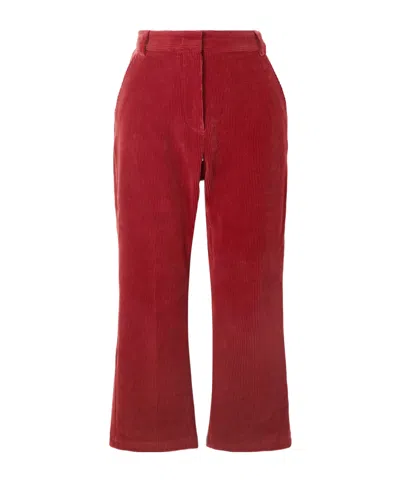 Bally Cotton-corduroy Flared Pants In Red