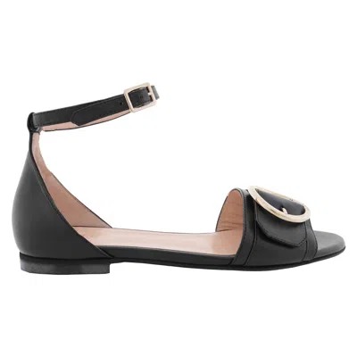 Bally Catrina Leather Flat Sandals In Black