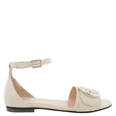 Bally Catrina Leather Flat Sandals In White