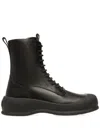 Bally High-top Leather Ankle Boots With Lace-up Closure In Black