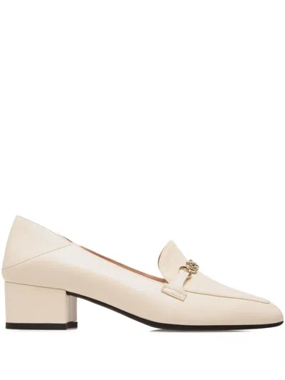 Bally Chain-embellished Leather Pumps In White