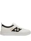 Bally Checked-ribbon Leather Sneakers In White