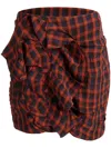 Bally Checked Ruched Mini Skirt In 红色