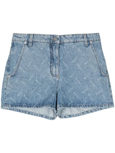 Bally Chevron-logo Denim Shorts In Blue