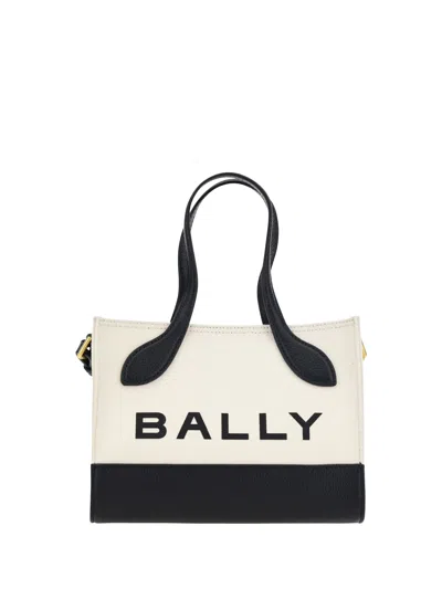 Bally Chic Contrast Mini Leather Handbag In White