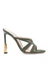 Bally Strappy Suede Mules With Embellished Heel In Green