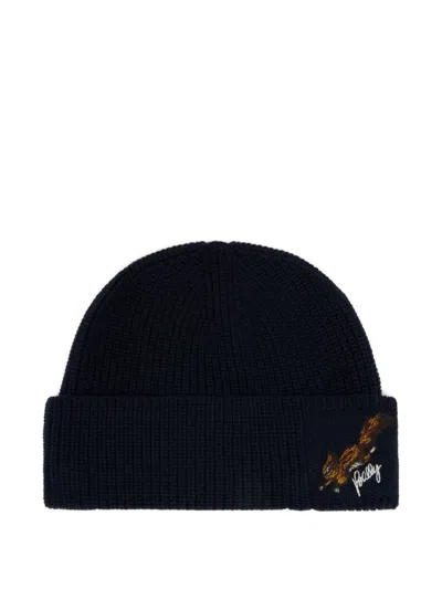 Bally Christmas Collection Embroidered Squirrel Beanie In Yellow