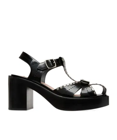 Bally Chunky High Heel Sandals In Black