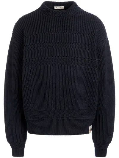 Bally Chunky Rib Jumper In Blue