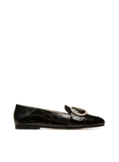 Bally Clariska Croc-embossed Leather Loafers In Black