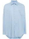 Bally Classic Collar Curved Hem Shirt In Blue