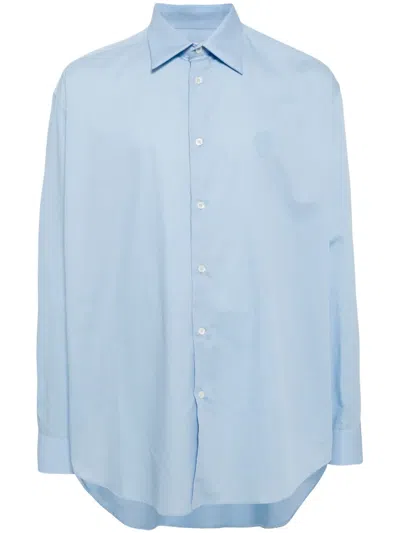 Bally Classic Collar Curved Hem Shirt In Blue