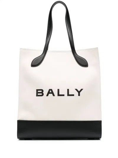 Bally Classic Logo-print Tote Handbag For Stylish Women In White