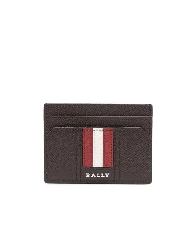 Bally Classic Striped Card Bag In Black