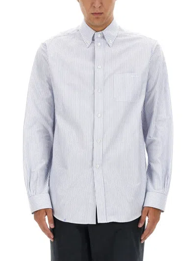 Bally Classic Striped Cotton Shirt In Blue