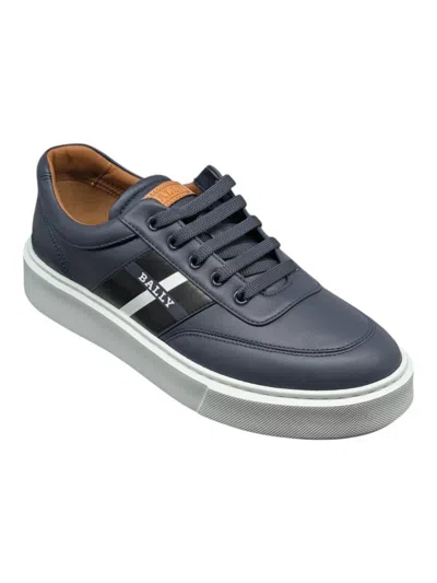 Bally Coby 6310055 Men's Ink Lamb Leather Sneakers In Blue