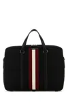 Bally Black Fabric Briefcase