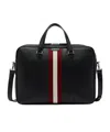 Bally Code Logo Printed Striped Briefcase In Black
