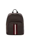 Bally Code Stripe-detail Backpack In Brown