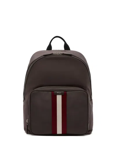 Bally Code Stripe-detail Backpack In Brown