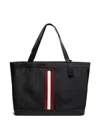 Bally Code Striped Tote Bag In Black