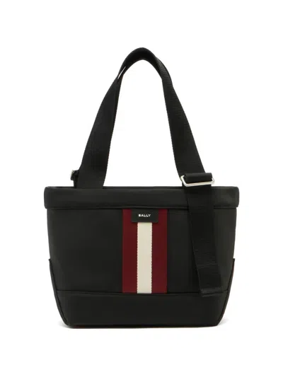 Bally Code Stripe-detail Tote Bag In Black