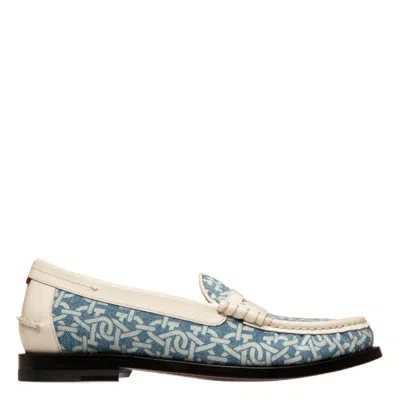 Bally Coelo Logo Cotton Denim Loafers In Blue