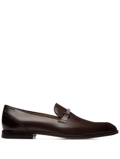 Bally Colby Logo-plaque Leather Loafers In Brown