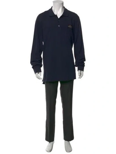 Pre-owned Bally Collar Long Sleeve Polo Shirt In Blue