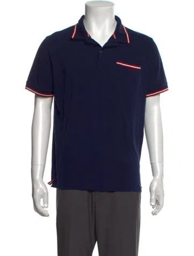 Pre-owned Bally Collar Short Sleeve Polo Shirt In Blue