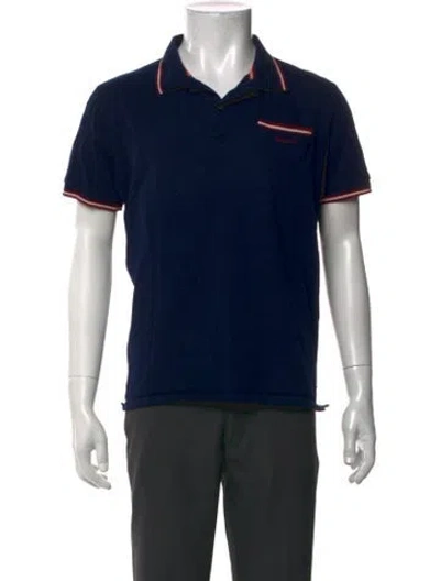 Pre-owned Bally Collar Short Sleeve Polo Shirt In Blue