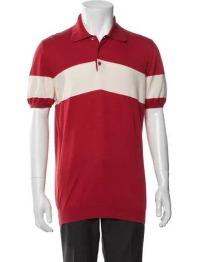 Pre-owned Bally Colorblock Pattern V-neck Polo Shirt In Red